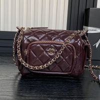 Chanel AS5220 Small Multi-Pockets Camera Case in Shiny Calfskin Coffee