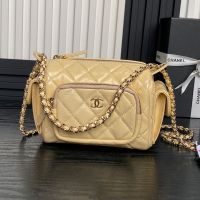 Chanel AS5220 Small Multi-Pockets Camera Case in Shiny Calfskin Khaki