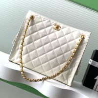 Chanel AS5303 Small Shopping Bag in Calfskin White