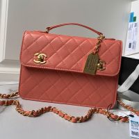 Chanel Mini Briefcase with Double Turnlock in Lambskin Cherry