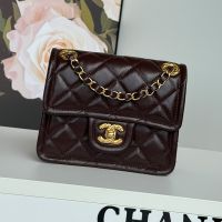 Chanel AS6311 Mini Flap Bag in Shiny Calfskin Coffee