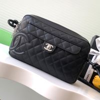 Chanel Cambon Camera Bag with Maxi Logo in Lambskin Black