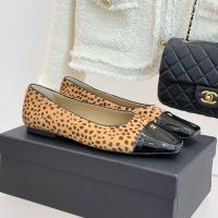 Chanel Ballet Flats with CC Logo Women in Leopard Print Leather Brown