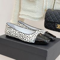 Chanel Ballet Flats with CC Logo Women in Leopard Print Leather White