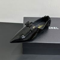 Chanel Ballet Flats with CC Logo Bow Women in Patent Calfskin Black