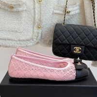 Chanel Ballet Flats with CC Buckle Women in Mesh and Lambskin Pink