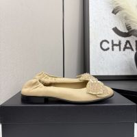 Chanel Ballet Flats with Strass Bow Women in Calfskin Brown