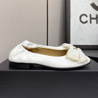 Chanel Ballet Flats with Strass Bow Women in Calfskin White
