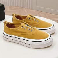 Chanel Biscuit Platform Slip-On Sneakers with Logo Print Women Suede Brown