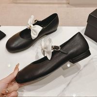 Chanel Bow Mary Janes with Pearl Buckle Women Calfskin Black