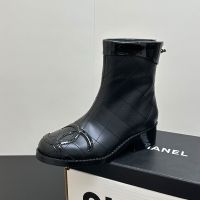 Chanel Cambon Ankle Boots Women in Diamond Calfskin Black