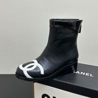 Chanel Cambon Ankle Boots Women in Diamond Calfskin Black/White