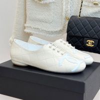Chanel Cambon Ballet Flats with Logo Patch Women in Quilted Lambskin White