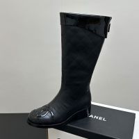 Chanel Cambon High Boots Women in Diamond Calfskin Black