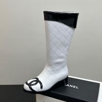 Chanel Cambon High Boots Women in Diamond Calfskin White