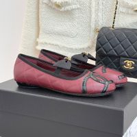 Chanel Cambon Mary Janes with Woven Chain Bow Women in Quilted Calfskin Burgundy