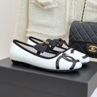Chanel Cambon Mary Janes with Woven Chain Bow Women in Quilted Calfskin White