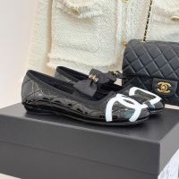 Chanel Cambon Mary Janes with Woven Chain Bow Women in Quilted Patent Leather Black