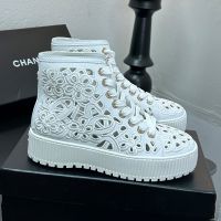 Chanel Camellia Cutout Ankle Boots Women in Calfskin White