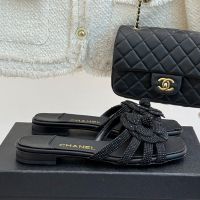 Chanel Camellia Slides Women in Strass Black