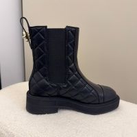 Chanel Chelsea Ankle Boots with CC Buckle Women in Quilted Calfskin Black