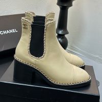 Chanel Chelsea Ankle Boots with Woven Chain Women in Calfskin Brown