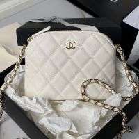 Chanel AP4000 Classic Clutch with Chain in Grained Calfskin Beige