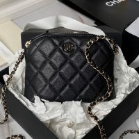 Chanel AP4000 Classic Clutch with Chain in Grained Calfskin Black