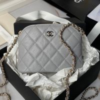 Chanel AP4000 Classic Clutch with Chain in Grained Calfskin Grey