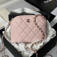 Chanel AP4000 Classic Clutch with Chain in Grained Calfskin Pink