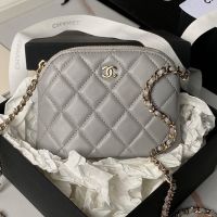 Chanel AP4000 Classic Clutch with Chain in Lambskin Grey