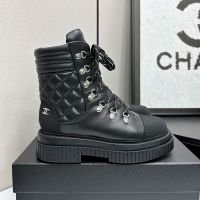 Chanel Combat Boots with CC Logo Women Calfskin Black