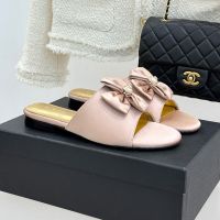Chanel Double Bow Slides Women in Silk Pink