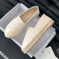 Chanel Espadrilles Women Raffia and Lambskin Apricot