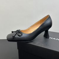 Chanel Fish Mouth Pumps with Bow Women in Lambskin Black