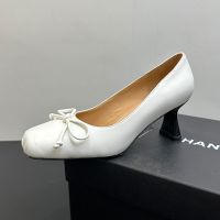 Chanel Fish Mouth Pumps with Bow Women in Lambskin White