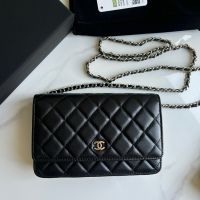 Chanel AP0250 Classic Wallet On Chain in Lambskin Black/Silver