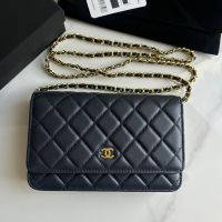 Chanel AP0250 Classic Wallet On Chain in Lambskin Blue/Gold