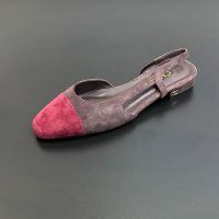 Chanel G31319 Slingback with CC Logo Women Suede Coffee/Red