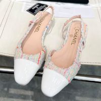 Chanel G31319 Slingback Flats Women Wool Tweed and Patent Calfskin Multicolor
