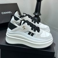 Chanel G35615 Platform Sneakers Women in Suede and Fabric White