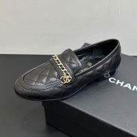 Chanel G37312 Moccasins with Strass Woven Chain Women in Lambskin Black