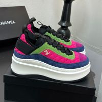 Chanel G38503 Platform Sneakers Women in Suede and Diamond Fabric Multicolor