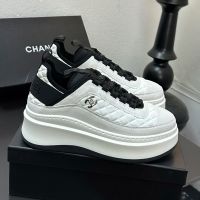 Chanel G38503 Platform Sneakers Women in Suede and Diamond Fabric White/Black