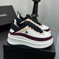 Chanel G38503 Platform Sneakers Women in Suede and Diamond Fabric White/Brown