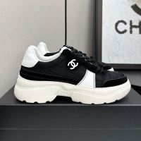 Chanel G39802 Platform Sneakers Women in Stitching Fabric and Calfskin Black