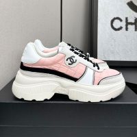 Chanel G39802 Platform Sneakers Women in Stitching Fabric and Calfskin Pink