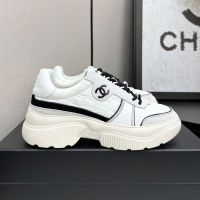 Chanel G39802 Platform Sneakers Women in Stitching Fabric and Calfskin White