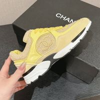 Chanel G39066 Sneakers Women Wool Tweed and Suede Calfskin Khaki
