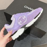 Chanel G39066 Sneakers Women Wool Tweed and Suede Calfskin Purple